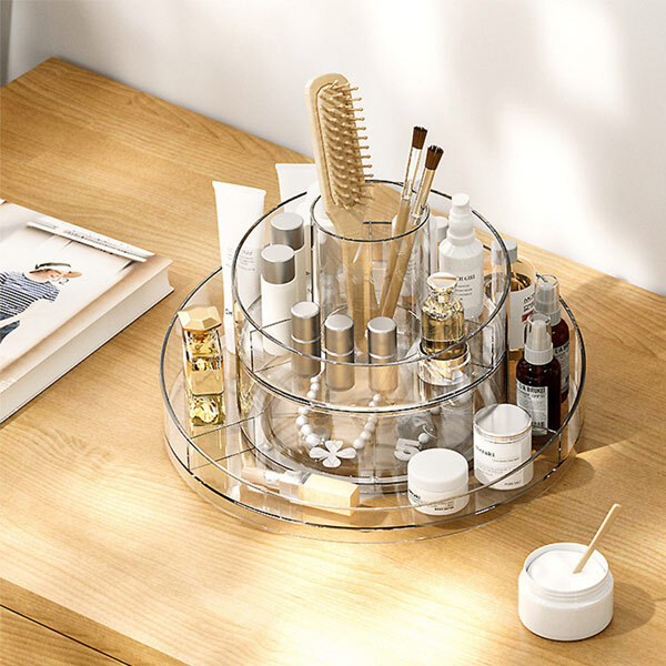 Livingandhome Circular Chic Makeup Storage with Brush Holder