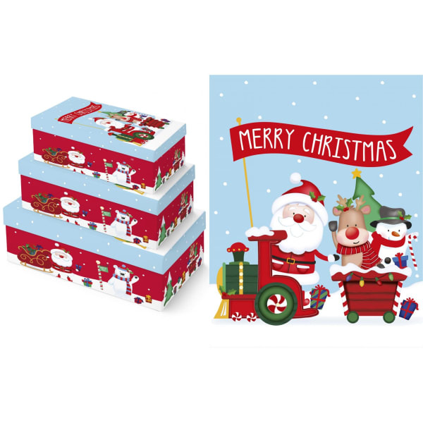 Eurowrap Oblong Santa Claus Christmas Gift Boxes (Pack of 3)