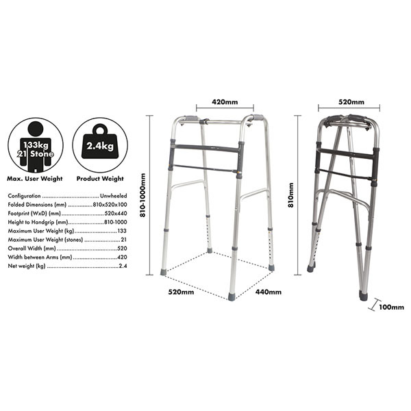 Aidapt Folding Walking Frame Static