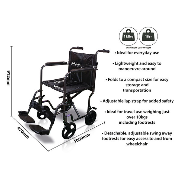 Aidapt Aluminium Transport Wheelchair Ham