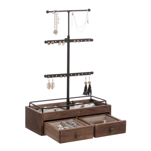 Livingandhome Retractable Jewelry Display Stand with Drawers