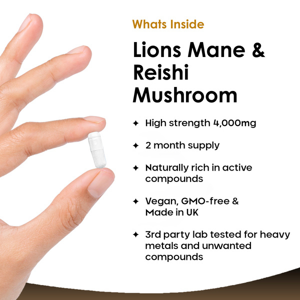 New Leaf Lions Mane & Reishi Potent 4000mg Vegan Capsules