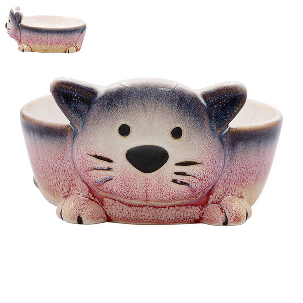 Faithful Friends Pink Cat Bowl