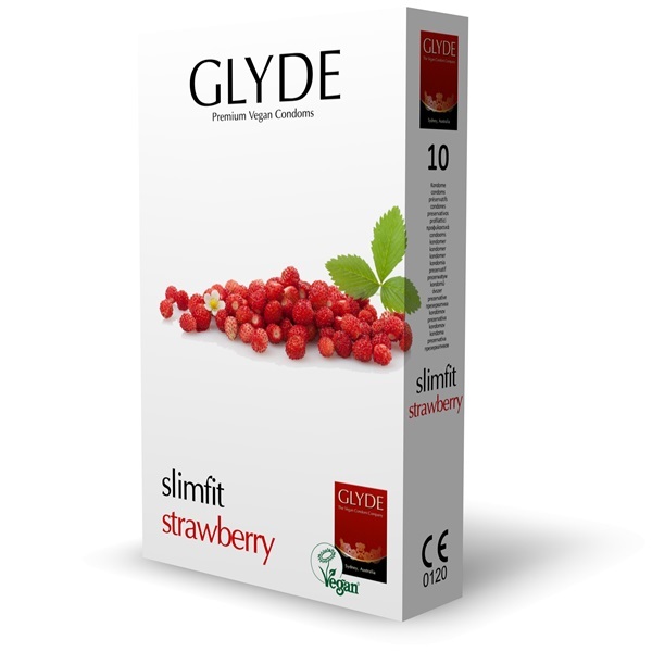 Glyde Ultra Slimfit Strawberry Flavour Vegan Condoms 10 Pack