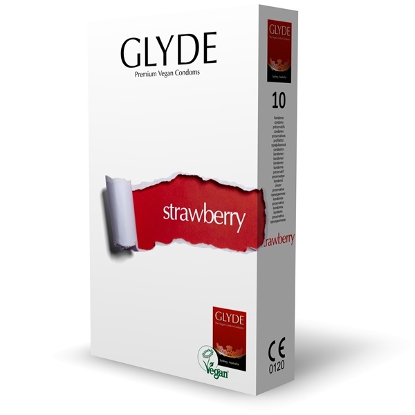 Glyde Ultra Strawberry Flavour Vegan Condoms 10 Pack