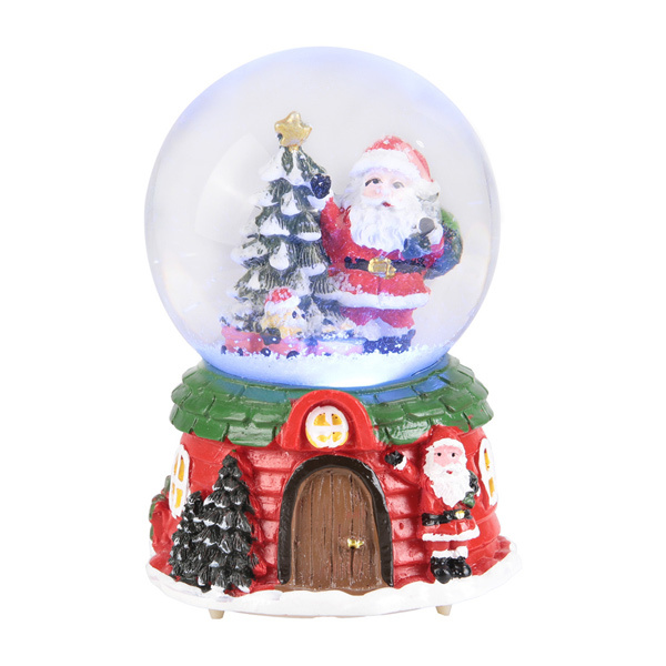 Livingandhome Santa Claus Snow Ball Gift Music Box