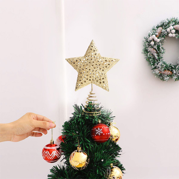 Livingandhome Christmas Tree Star Topper Glitter Ornaments