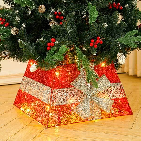 Livingandhome Square Christmas Tree Collar Basket Decor