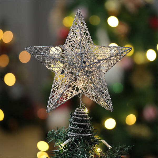 Livingandhome Star Sequins Christmas Tree Topper Large