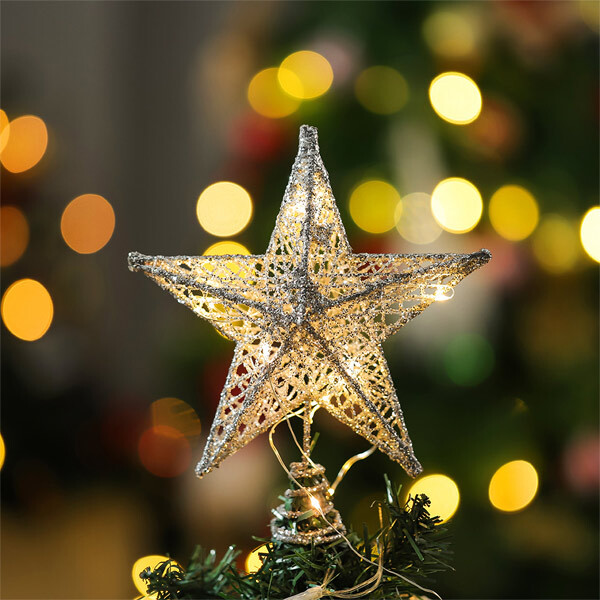 Livingandhome Star Sequins Christmas Tree Topper Small