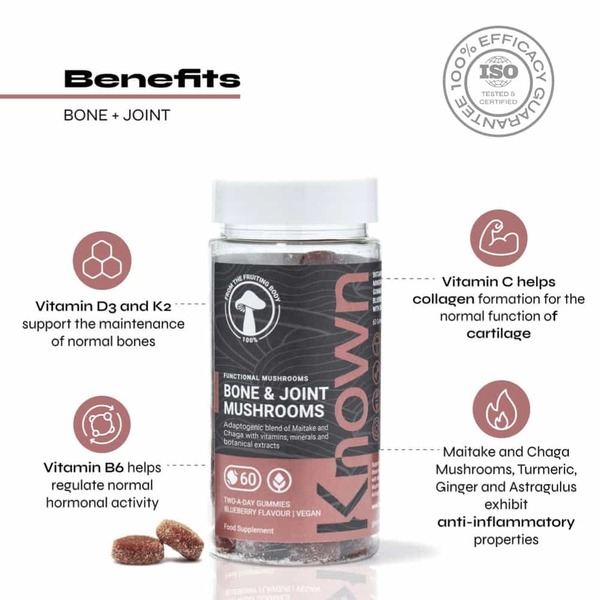 Known Nutrition Bone & Joint Mushrooms Vegan Gummy Supplement x 60