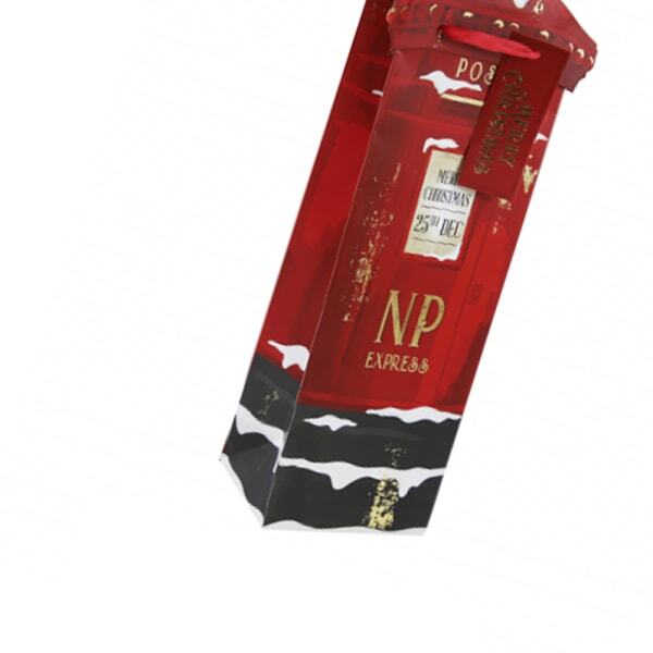 Eurowrap Post Box Christmas Bottle Bag (Pack of 12)