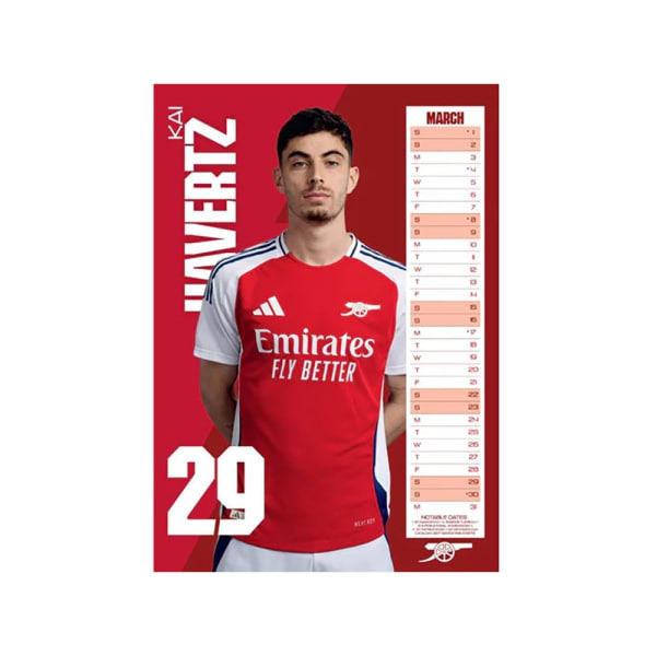 Arsenal FC 2025 A3 Wall Calendar