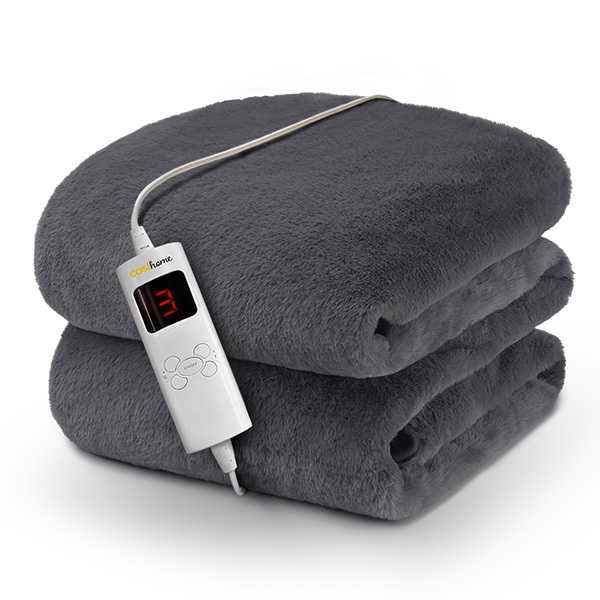 Cosi Home Luxury Faux Fur Electric Heated Throw - Grey