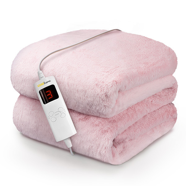 Cosi Home Luxury Faux Fur Electric Heated Throw - Pink