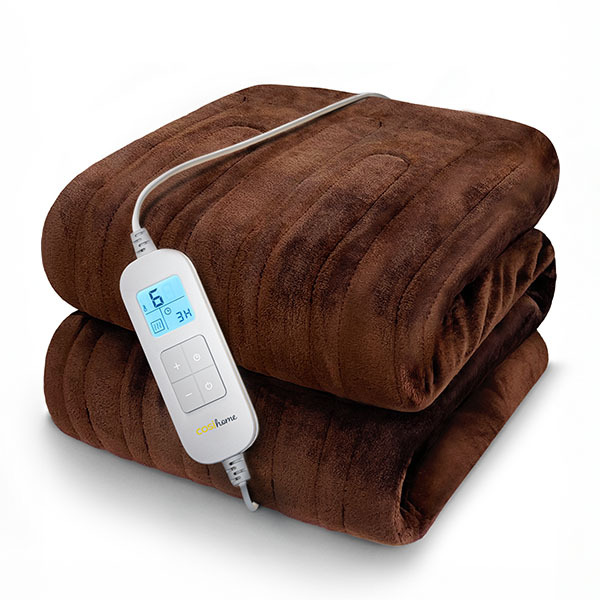 Cosi Home Fleece Electric Heated Throw - Brown