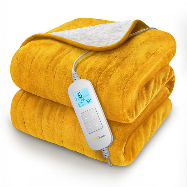 Cosi Home Fleece & Sherpa Electric Heated Throw - Mustard