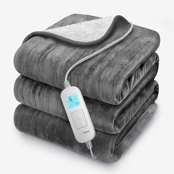 Cosi Home Fleece & Sherpa Electric Heated Throw - Grey