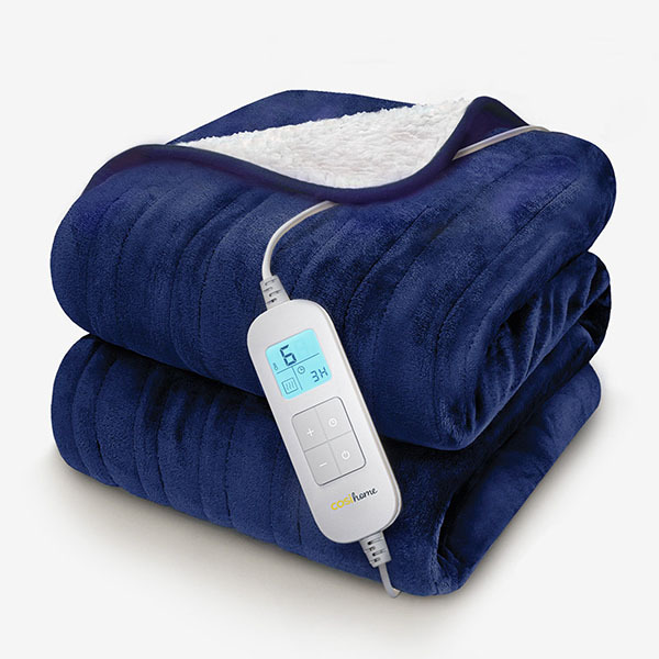 Cosi Home Fleece & Sherpa Electric Heated Throw - Navy