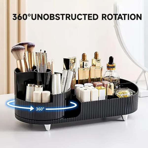 Livingandhome Makeup Organizer with Rotating Brushes Holder