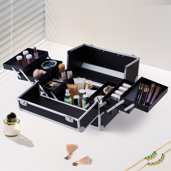 Livingandhome Professional Makeup Box with 6 Trays