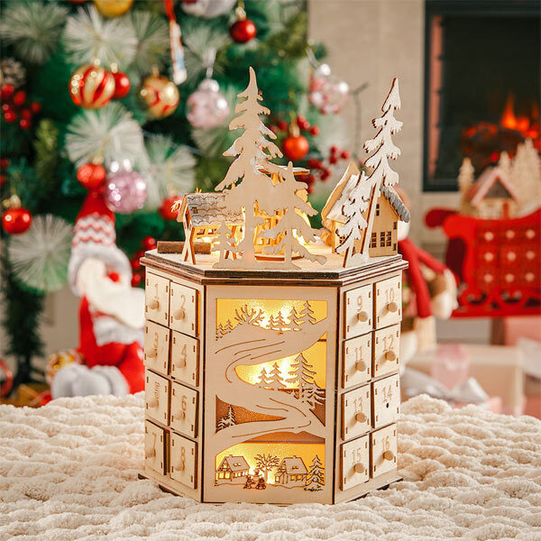 Livingandhome LED Rotating Music Box for Christmas