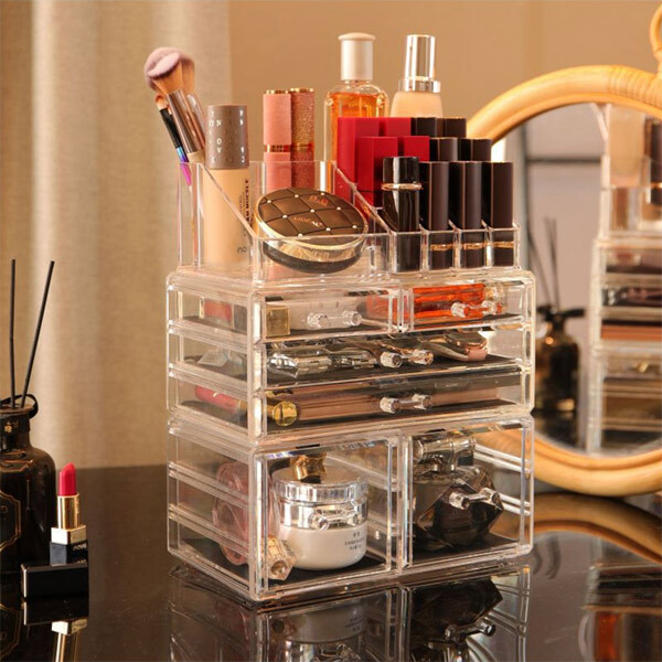 Livingandhome Clear Acrylic Makeup Organizer with Drawers