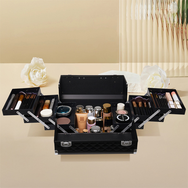 Livingandhome professional Aluminum Makeup Box with 6 Trays