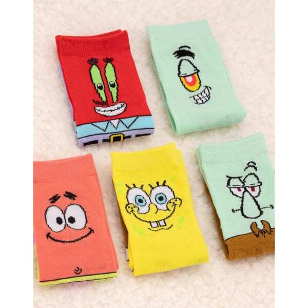 SpongeBob SquarePants Kids Socks (Pack of 5) (4 -6.5)