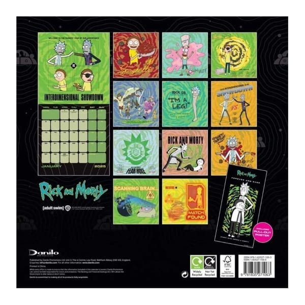 Rick And Morty 2025 Square Wall Calendar