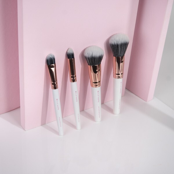 Brushworks White & Gold Travel Makeup Brush Set