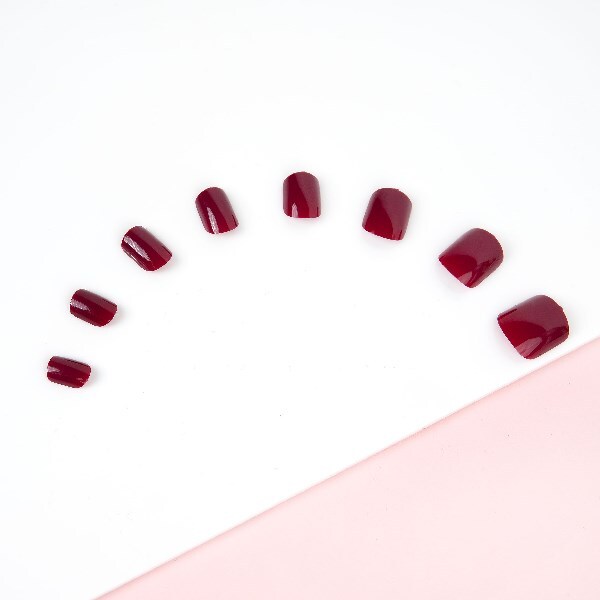 Invogue Wine Red Square Nails - Pack of 24