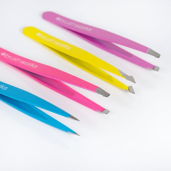 Brushworks 4 Piece Combination Tweezer Set - Neon