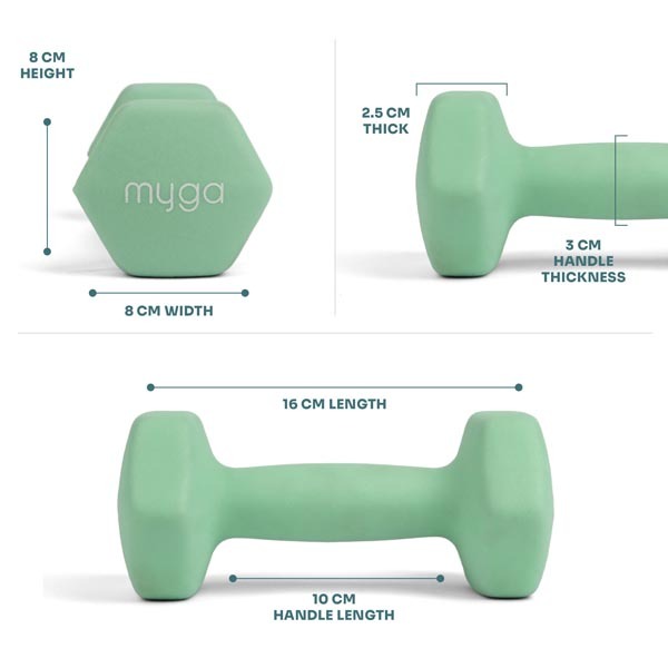 Myga Hexagonal Dumbbell - 2kg Pair