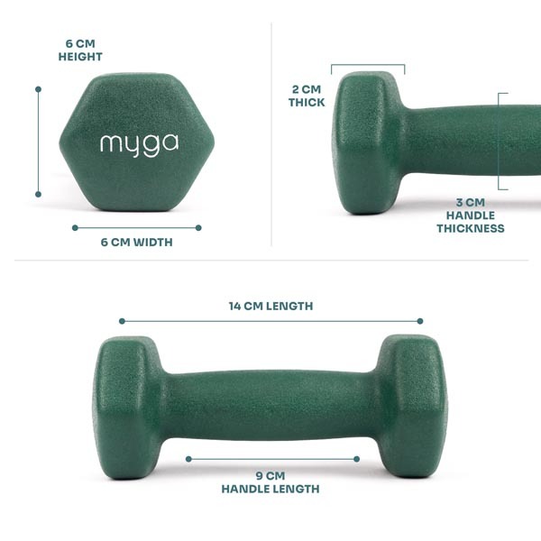 Myga Hexagonal Dumbbell - 1kg Pair