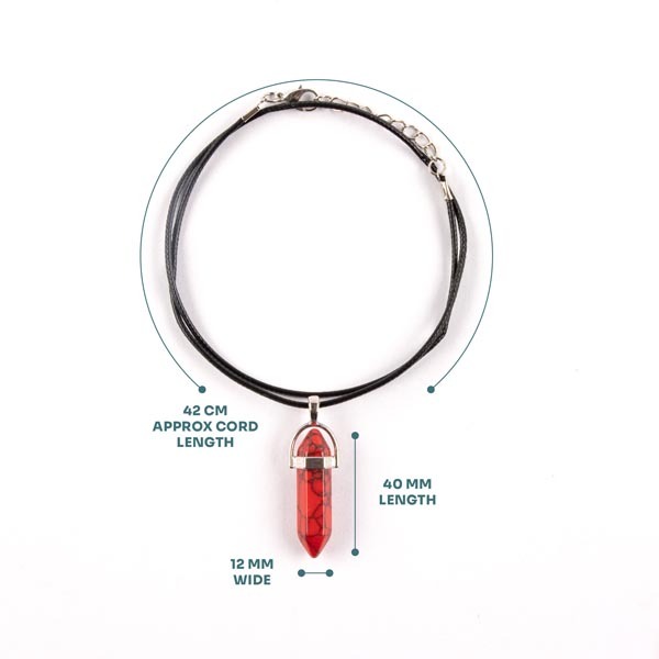 Myga Crystal Pendant Necklace - Red Jasper