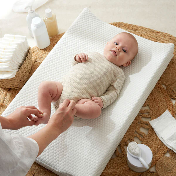 The Tiny Bed Co. Luxury White Fabric Anti-Roll Changing Mat