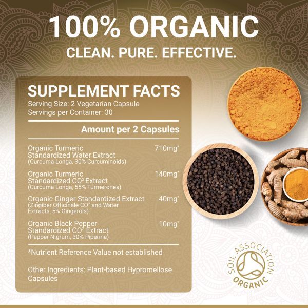 True Veda | Organic Turmeric Curcumin | Vegan | 60 Caps