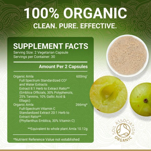 True Veda | Organic Amla | Vitamin C | Vegan | 60 Caps