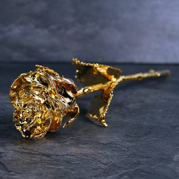 24k Golden Rose with Black Box