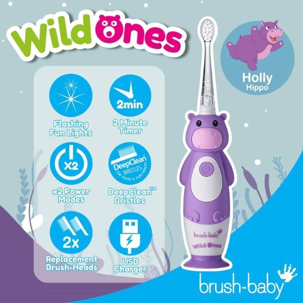 Brush Baby WildOnes-Hippo Toothbrush & Applemint Toothpaste