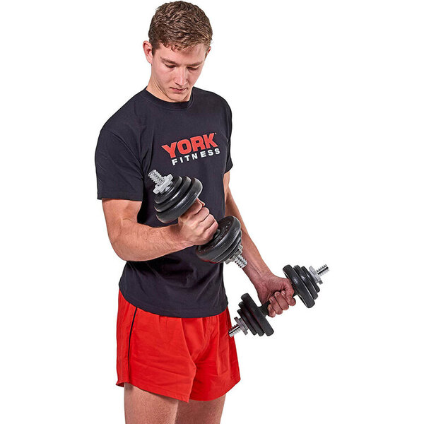 York Fitness 20kg Cast Iron Dumbbell Set (Plastic Collars)