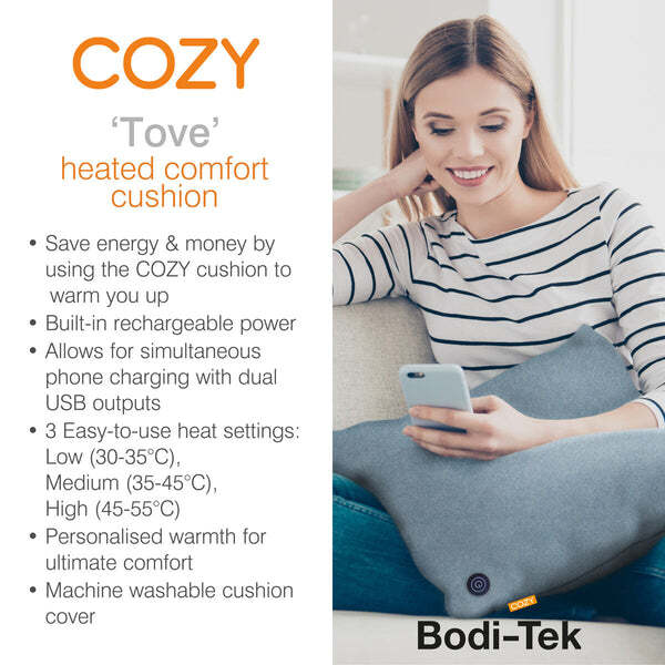 Bodi-Tek Cozy Heated Cushion TOVE (60cm x 45cm) - Onyx