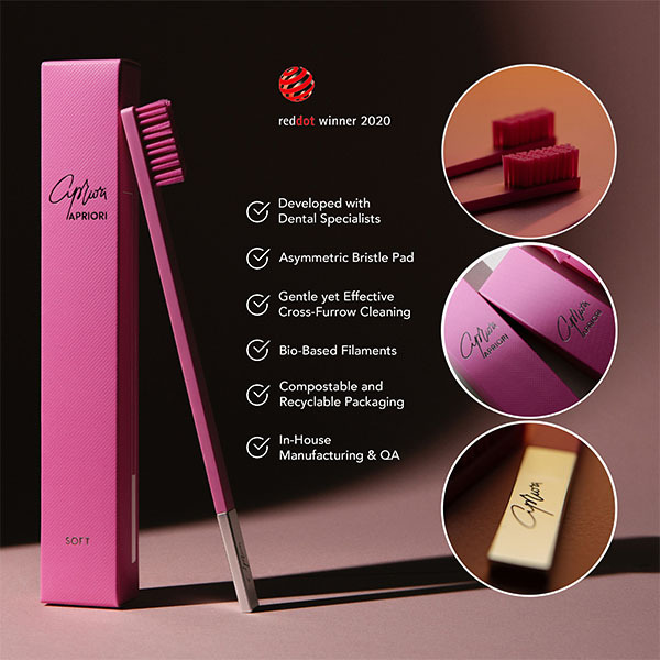 APRIORI Bubblegum Pink Silver Soft Toothbrush