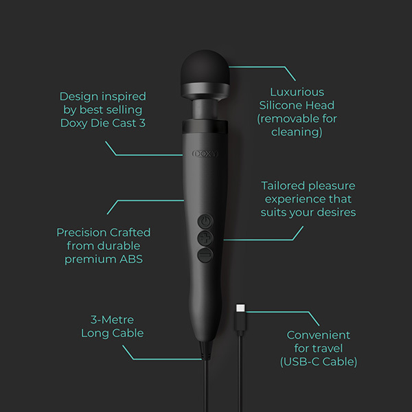 Doxy 3 USB-C - Matte Black Vibrating Wand Massager