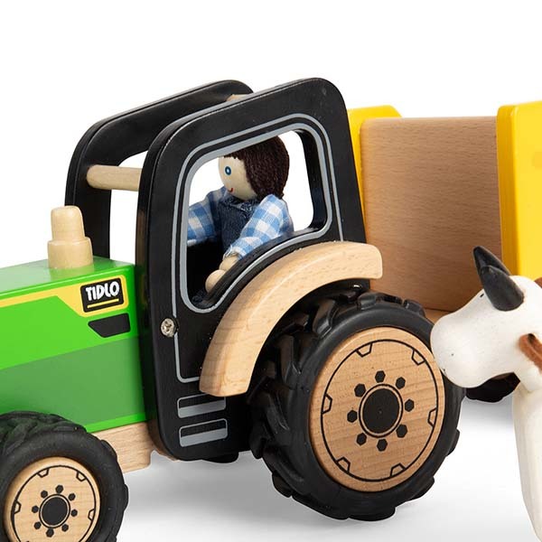 Tidlo Wooden Country Tractor and Trailer Toy