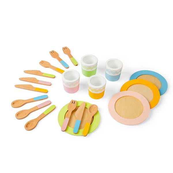 Bigjigs Toys Wooden 20 Piece Dinner Service Set