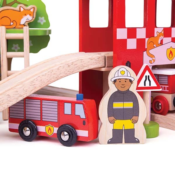 Bigjigs Rail Fire Station Train Set