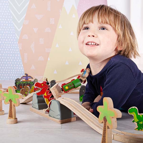 Bigjigs Rail T-Rex Bursting Bridge