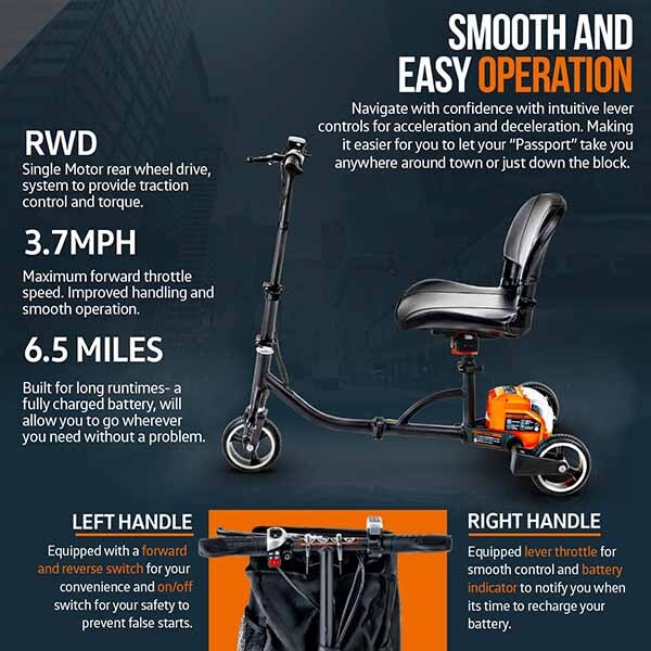 SuperHandy 3 Wheel Folding Mobility Scooter